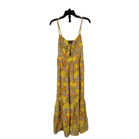 Aqua Yellow Floral Midi Dress - Picture 5 of 9